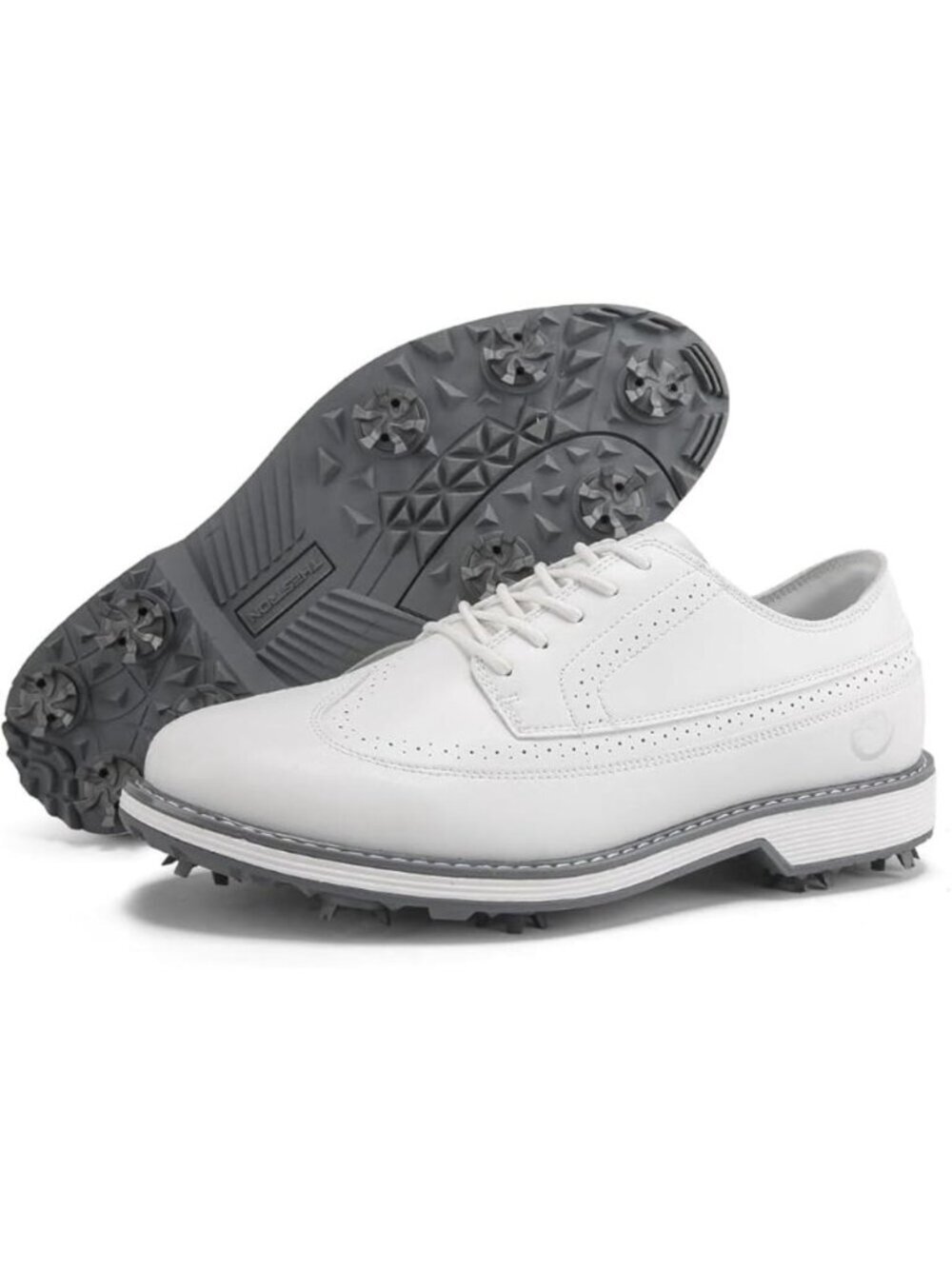Men's White Spikes Classic Golf Footwear Walking Sneakers Golfers Golf Shoes